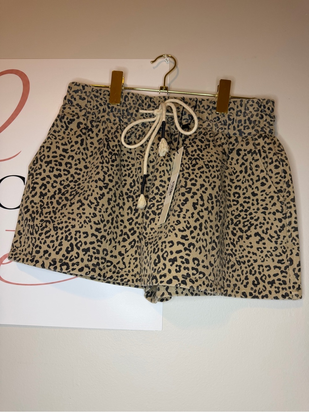 Leopard Print Drawstring Women's Skort - Beige/Black